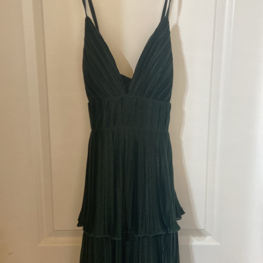 Green sparkle floor length dress